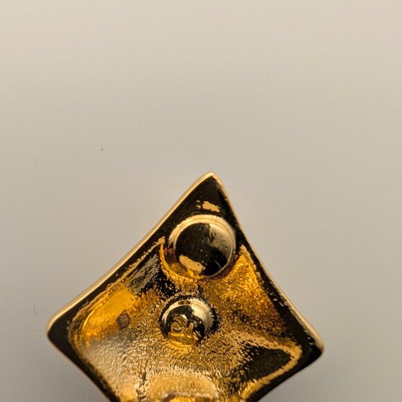 Vintage Oscar de la Renta Signed Gold Tone Rhinestone Clip Earrings - UNWORN - Picture 10 of 12